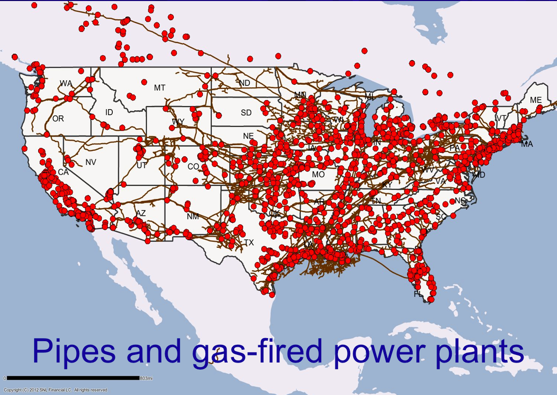Gas fired power plants in US